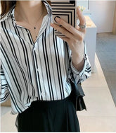 Royal White Striped Cuff Shirt