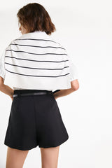 White Striped Knitted Square Scarf Shawl