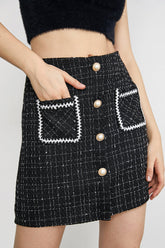 November Black Button Skirt