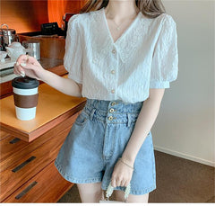 Wellesley Lace Vintage Neck White Blouse