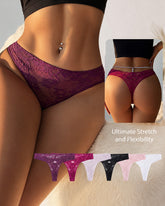 5-Pack Lace Openwork Seamless Thongs
