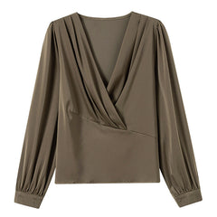 Fionna Green Pleated V-Neck Shirt