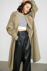 Elfrieda Tan Waterfall Collar Trench Coat