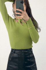 Green Knitted Cut Out Detail Sweater