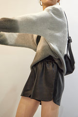 Grey Two-Tone Knit Sweater