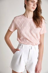 Light Pink Jacquard Short Sleeve T-shirt