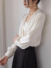 Square Collar, Long Sleeve Shirt.