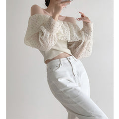 White Puff Sleeve T Polka Dots