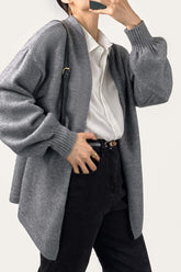 Light Grey Open Front Relaxed Fit Cardigan