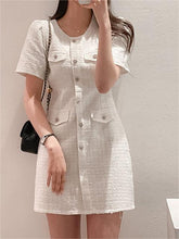 Crewneck Tweed White Mini Dress