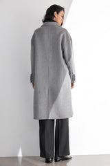 Meridian Light Gray Wool Double-Breasted Oversized Coat