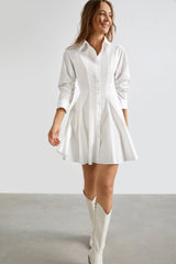 Serena White Button Up Shirt Dress
