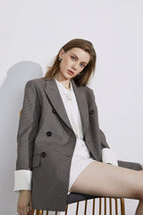 Herringbone Grey Oversized Blazer