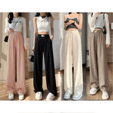 Pink High-Waisted Straight Slacks