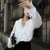 White Hadleigh Ruffle Blouse