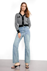 Meyer Light Slate Gray Contrast Cardigan