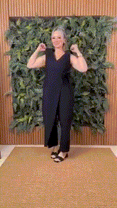 casual v neck cross strap jumpsuit