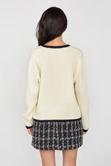 Leigha Beige Contrast knitted Cardigan