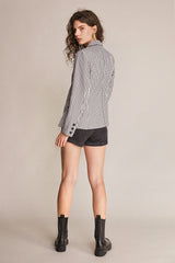 Grey Checked Single-Breasted Blazer