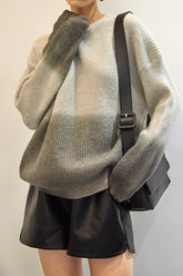 Grey Two-Tone Knit Sweater