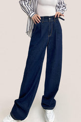 Royal Blue Full-Length Wide Leg Jeans