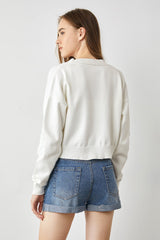Mariko White Sweet Cardigan