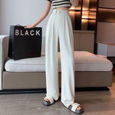 White High-Waisted Straight Trousers Slacks