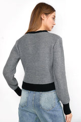 Meyer Light Slate Gray Contrast Cardigan