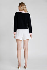 Black Contrast Trim Button Front Cardigan