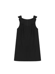 Black Sleeveless Bow Detail A-Line Mini Dress