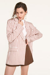 Indian Red Flap Pocket Striped Blazer