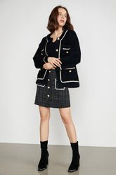 Yasmina Black Drop Shoulder Chunky Knit Cardigan