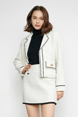 Nakoa White Contrast Trim Blazer