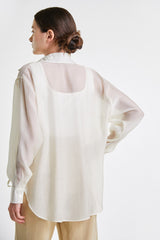 White Tie Side Button-Up Oversized Shirt