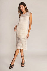 Ivory Crochet Maxi Dress With Matching Cami Dress