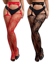 Women's Floral Lace Sheer Suspender Fishnet Tights