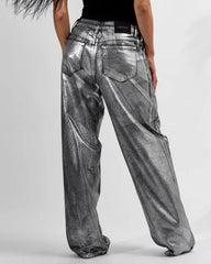 Shiny Casual Straight-leg Loose Jeans