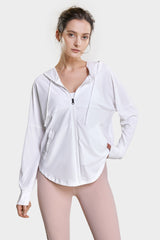 White UV Protection Zip-Up Hoodie