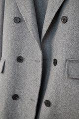 Grey Premium Wool Double-Breasted Longline Coat