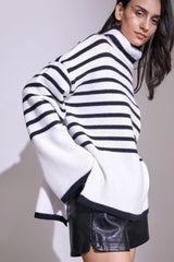 Oliviah White Striped Oversized Sweater