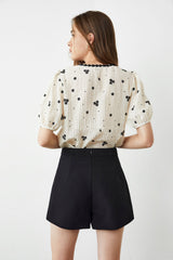 Lalit Beige Puff Sleeve Blouse