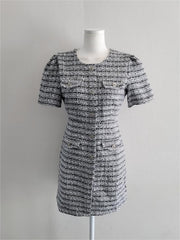 Crewneck Tweed Grey Mini Dress