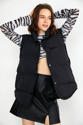 Nomi Black Stand Collar Puffer Vest