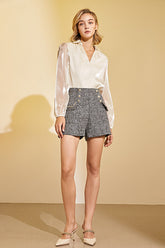 Dim Grey Button Decor A-Line Shorts