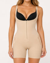 Open Bust Tummy Control with Zipper See-through Mesh Seamless Shapewear