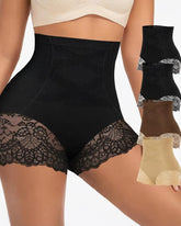 Women's High-Waisted Tummy Control and Butt Lifting Lace Seamless Shaping Panties