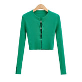 Metal Button Ribbed Fitted Sweater