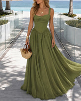 Women's Tight-fitting Corset Sleeveless Long Dress