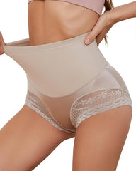Women's High Waist Lace Thin Tummy Control Seamless Body Shaping Panties