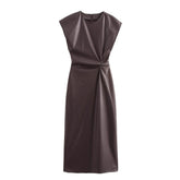 Faux Leather Knotted Dress